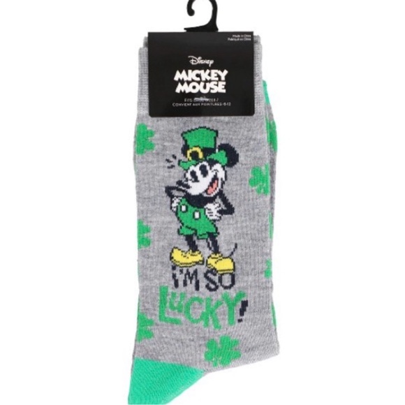 Disney Gray and Green Lucky St Patty’s Day Mickey Mouse Socks NWT - Picture 2 of 3